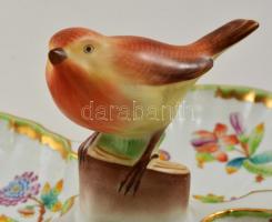 Herendi Viktória mintás madarasa kínáló, kézzel festett, jelzett, apró festék kopással, 35×36 cm, m:...