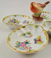 Herendi Viktória mintás madarasa kínáló, kézzel festett, jelzett, apró festék kopással, 35×36 cm, m:...