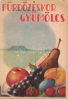 11 db RÉGI magyar gyümölcsöt reklámozó egészségügyi propaganda lap, C-vitamin táblázat a hátoldalon....