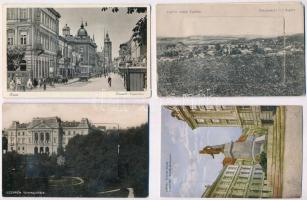 4 db RÉGI leporello képeslap, Lwów, Zagórz, Veszprém, Kassa / 4 pre-1945 leporello postcards; Lviv, Zagórz, Veszprém, Kosice