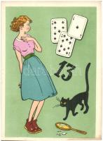 3 db MODERN kártyajátékos motívumlap / 3 modern motive postcards with card games