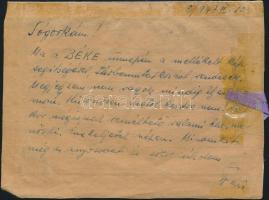 1947 Kardos Rezső Ferenc (1912-1998) kémikus, feltaláló hadifogságból küldött levele és orosz nyelvű üdvözlő sorokkal ellátott akvarell önarcképe ifj. Toronyi Gyula (1896-1966) operaénekes részére