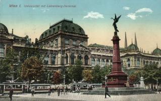 Vienna, Wien I. Universität mit Liebenberg-Denkmal / university, tram, monument (EK)