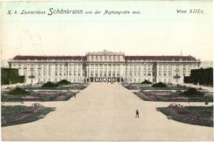 Vienna, Wien XIII. K. k. Lustschloss Schönbrunn von der Neptungrotie aus. P. Ledermann 1910. / castle park