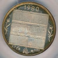 1980. Naptár Ag bélyegérem ÁPV tokban (~5,5g/0.835/24mm) T:1- (eredetileg PP) patina