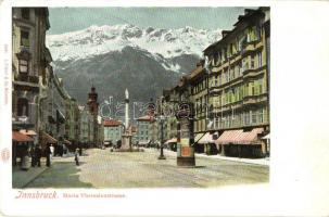 Innsbruck, Maria Theresienstrasse. L. Fränzl & Co. 2291. / street view, shops, statue (EK)