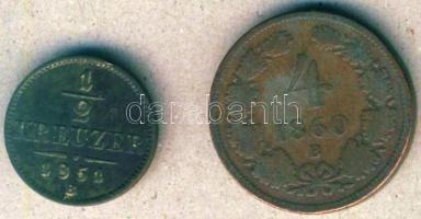 Ausztria/magyar verdejel 1851B 1/2Kr T:3 kis ph. + 1860B 4Kr T:3/4+