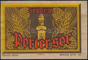 Soproni Porter sör sörcímke