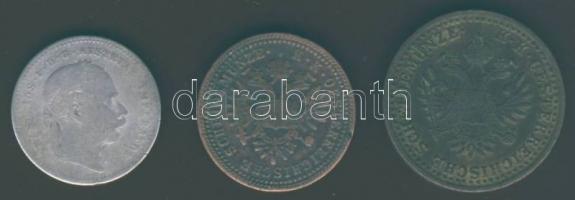 Ausztria 1851A 1Kr + 2Kr T:3 ph. + 1870. 20Kr Ag T:4/4+