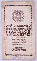 cca 1911-1920 Budapest-Kassa-Zboró, a Királyi Magyar Automobil-Club hivatalos térképe, szakadással, megviselt állapotban, 21×95 cm