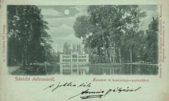 1899 Kolozsvár, Cluj; Sétatéri tó a korcsolya csarnokkal. Ferencz és Társa fényképészeti műterméből / park, lake, skating hall