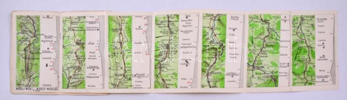 cca 1900-1910 Kassa-Igló-Rózsahegy-Zsolna-Teschen, Magyar Automobil-Club hivatalos túratérképei 17.,...