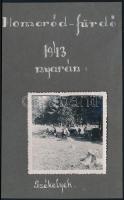 1943 Homoródfürdő, székelyek, albumlapra ragasztott, feliratozott fotó, 66 cm