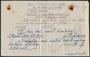 1920 29. Vörös dandár póttest csoport anyakönyvi lap