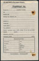 1920 29. Vörös dandár póttest csoport anyakönyvi lap