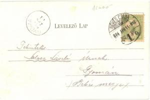 1904 Békéscsaba, Kossuth tér, motor, városi vasút, kisvasút. Kiadja a Corvina könyvnyomda