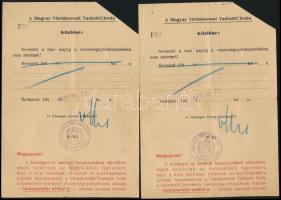 1943 Vöröskeresztes tudakozólap izraelita munkaszolgálatos holléte ügyében, 2 db