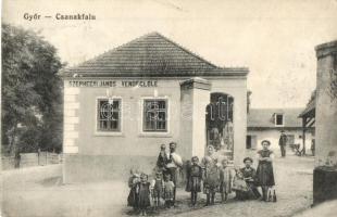 1915 Csanakfalu, Ménfőcsanak (Győr); Széphegyi János vendéglője, étterem, gyerekek (r)