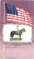 President Roosevelt as Colonel of the Rough Riders. Franz Huld No. 393. American flag frame litho (small tears)