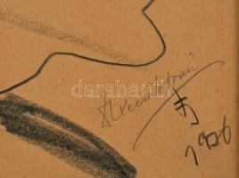 FJ jelzéssel: Férfi portré, karikatúra, ceruza, papír, üvegezett fa keretben, 29×21,5 cm