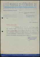 1938 Első Magyar Betűöntöde Rt. fejléces levélpapírjára írt levél szerelés ügyében