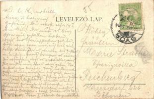 1908 Győr, Árpád út, Piczek György, Winter, Farnadi üzlete, automobil. W. L. 2079. (felületi sérülés...