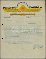 1941 Pécs, Dunántúl Pécsi Egyetemi Könyvkiadó és Nyomda Rt. fejléces levélpapírjára írt levél