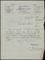 1916 Bp.VI., Grand Hotel Berlin Nagyszálloda fejléces levélpapírjára írt levél