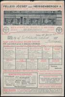 1930 Bp. IV., Fellegi József (Heissenberger A.) reklámos nyugtája, okmánybélyegekkel