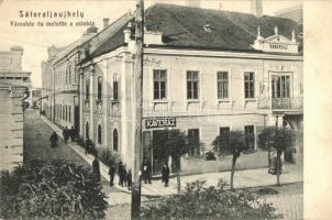 1910 Sátoraljaújhely, Városház és mellette a színház, kávéház. Gojdics Vilma kiadása