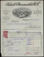 1928 Bp., Tauril Pneumatik Rt. díszes fejléces számlája, rajta a gyár látképével, okmánybélyegekkel