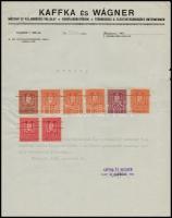 1928 Bp., Kaffka és Wágner Műszaki és Villamossági Vállalat fejléces levélpapírjára írt nyugta okmánybélyegekkel