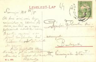 1910 Szamosújvár, Gherla; Népkerti részlet a Szamos vizével, híd. W. L. 1870. / park, bridge, Somes ...