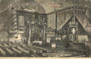 1911 Késmárk, Kezmarok; fatemplom belső / wooden church interior