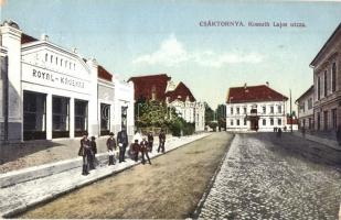 1917 Csáktornya, Cakovec; Kossuth Lajos utca, Royal Kávéház / street view with cafe