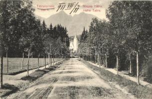 1911 Tátralomnic, Tatranská Lomnica (Tátra, Magas Tátra, Vysoké Tatry); út a templomhoz. Kuszmann Gyula kiadása / road to the church (EK)