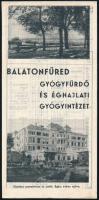 1938 Balatonfüred idegenforgalmi kiadvány a szállodák részletes szobaáraival, hajtogatva, 21x52cm