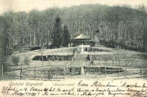 1904 Ungvár, Uzshorod, Uzhorod; Nevickei tájkép, emlékoszlop. Feuerlicht Testvérek kiadása / park in Nevytske, monument, obelisk