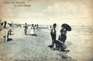 Riccione, La ridente spiaggia / beach, bathing people (fl)