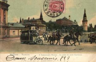 1906 Moscow, Moskau, Moscou; Au prés du pont Kamenoi / Konka horse-drawn tram near Bolshoy Kamenny Bridge. Knackstedt & Näther Lichtdruckerei 97. TCV card (EK)