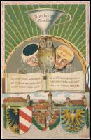 1930 Nürnberg, Nuremberg; Nürnberger Trichter / Humorous mechanical art postcard with coat of arms. litho