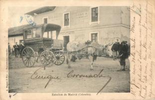 1909 Madrid, Estacion de Madrid (Colombia) / station, ox drawn carriage (slightly wet corner)