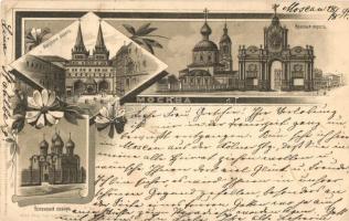 1897 (Vorläufer!) Moscow, Moscau; Dormition Cathedral, Iberian and Red Gate. Floral, Art Nouveau, litho (EK)
