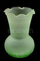 Fújt kis váza, alján repesztett, hibátlan, m: 10 cm
