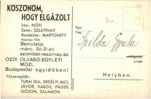 Köszönöm, hogy elgázolt! Ózdi Olvasó-Egylet Mozi reklámlapja / Hungarian cinema advertisement card