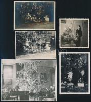 cca 1920-1950 Régi karácsonyok, 5 db fotó, 6×6 és 8,5×11 cm közötti méretekben