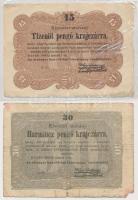 1849. 15kr + 30kr Kossuth bankó T:III-