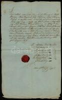 1839 Kiskomárom (Zalakomár), föld örökösödéséről szóló oklevél, aláírásokkal, Kiskomárom viaszpecsétjével