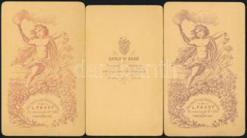 cca 1870 Hölgyeket ábrázoló keményhátú fotó pozsonyi műtermekből, 3 db, 10×6 cm