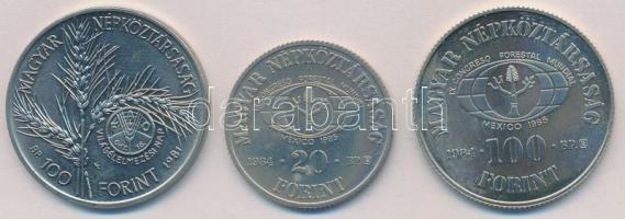 1981. 100Ft Ni "FAO I. - Világélelmezési nap" + 1984. 20Ft Cu-Ni "FAO - Védd az erdőt...